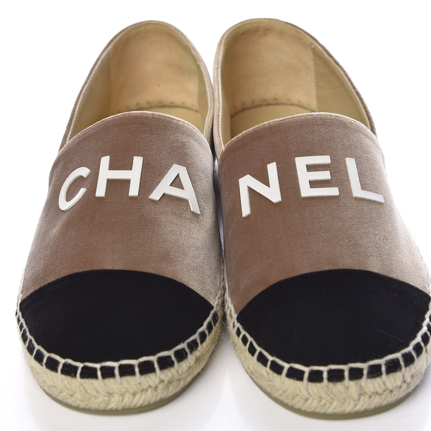Velvet Logo Espadrilles 36 Beige Black