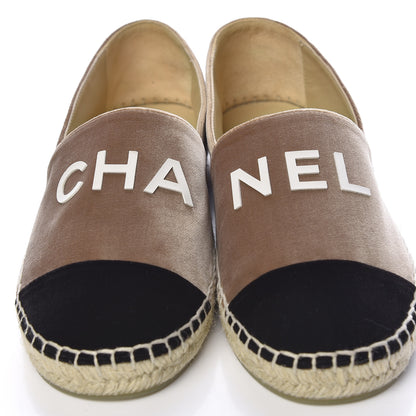 Chanel Velvet Logo Espadrilles 36 Beige Black 9 of 10