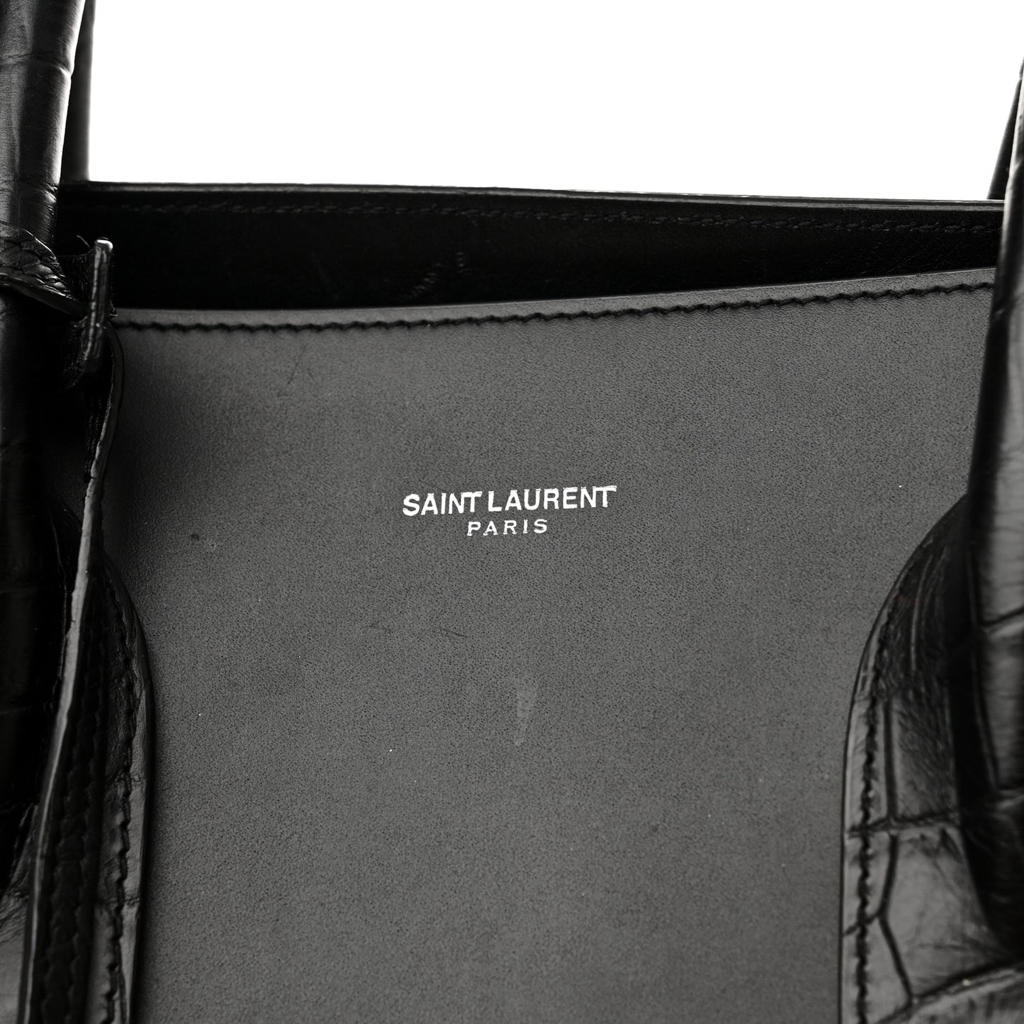 Calfskin Crocodile Embossed Large Sac De Jour Carryall Black