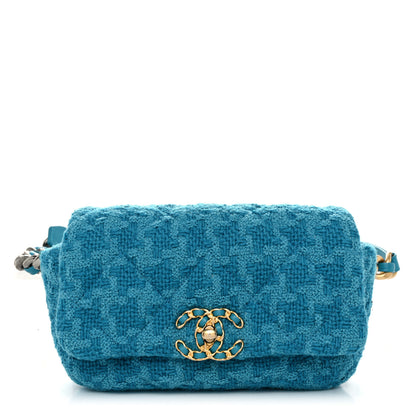 Chanel Tweed Quilted Chanel 19 Waist Bag Turquoise 1 of 10