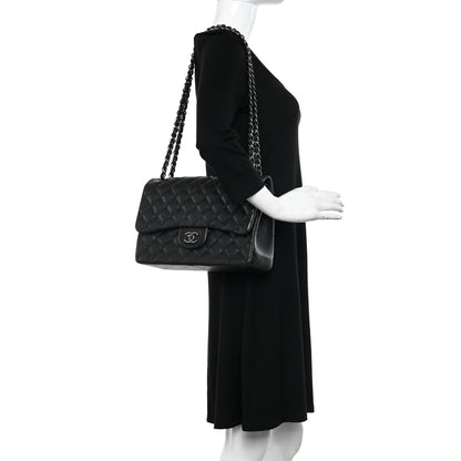 Chanel Iridescent Caviar Quilted Jumbo Double Flap Black 2 of 11