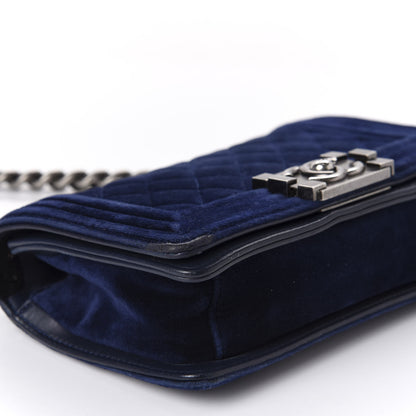 Chanel Velvet Quilted Small Boy Flap Blue 6 of 10