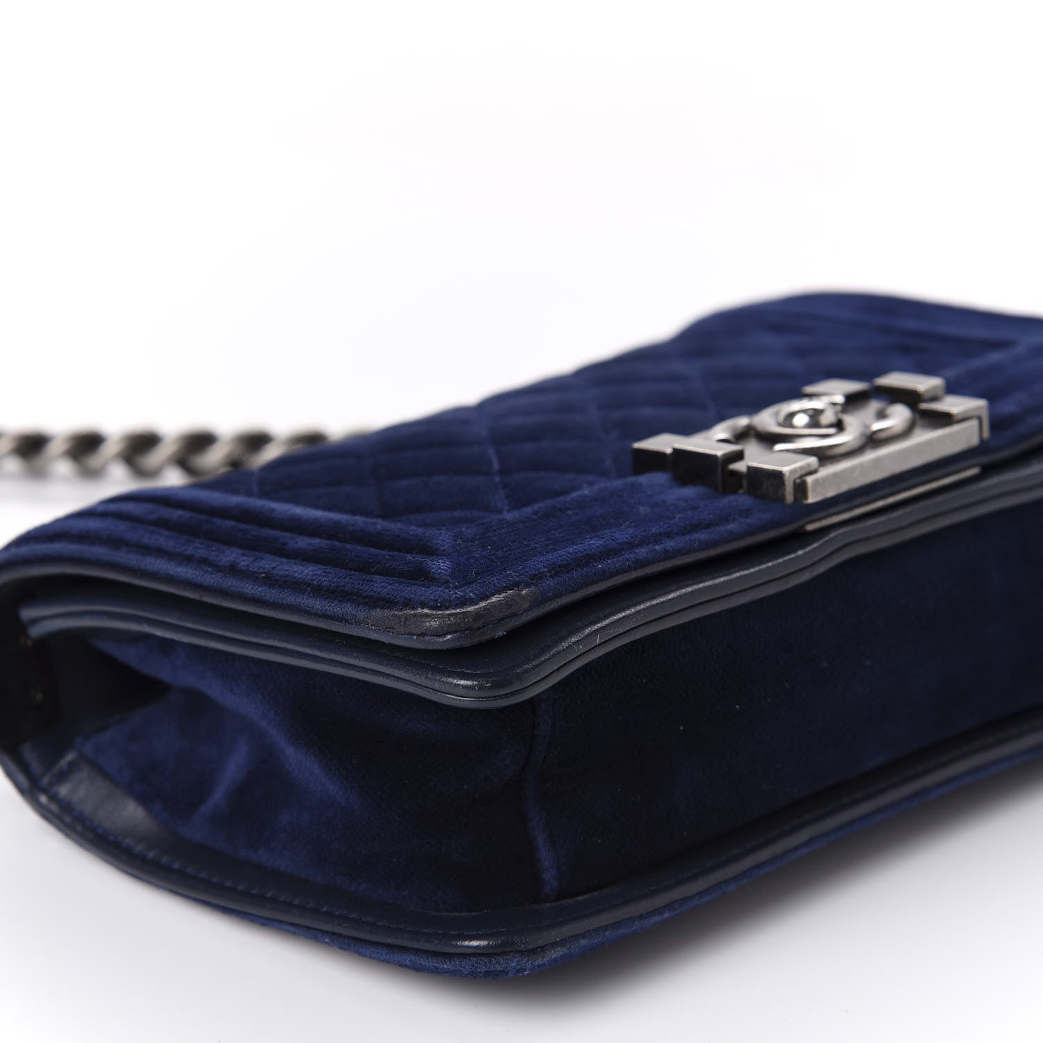 Chanel Velvet Quilted Small Boy Flap Blue 6 of 10