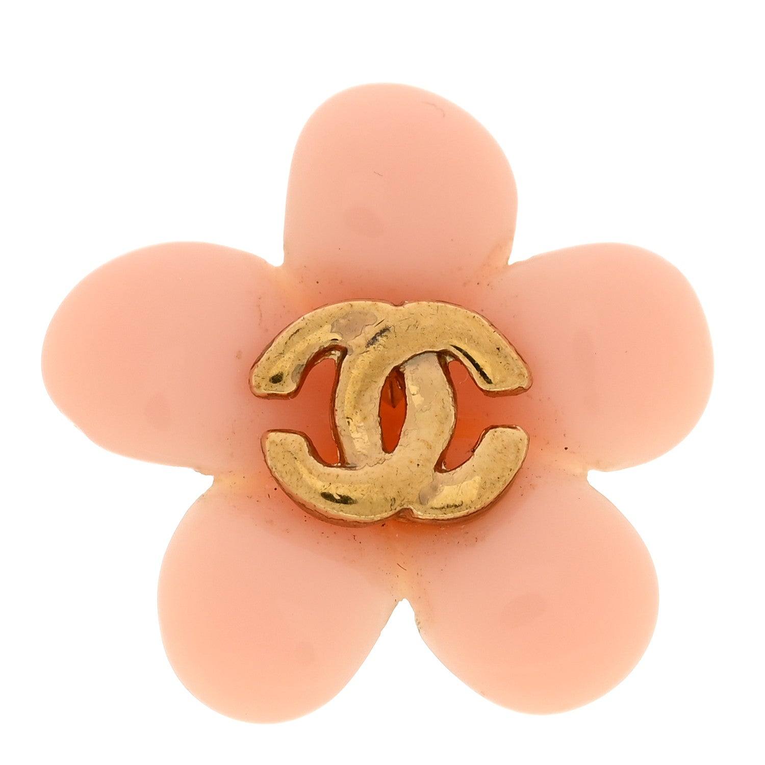 Chanel Metal Resin CC Earrings Pink Gold 4 of 4