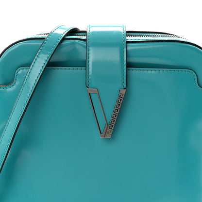 Versace Shiny Calfskin V Greca Messenger Bag Teal 7 of 10