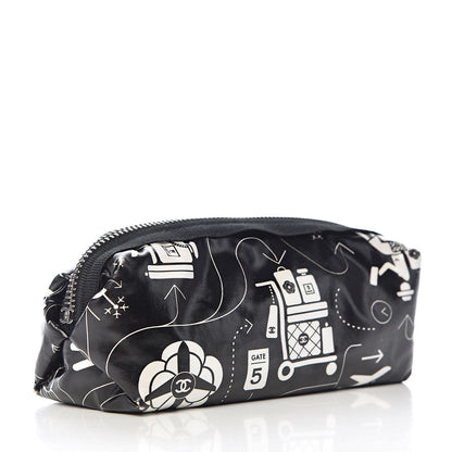 Chanel Coated Canvas Small Airline Cosmetic Pouch Black White 3 of 7