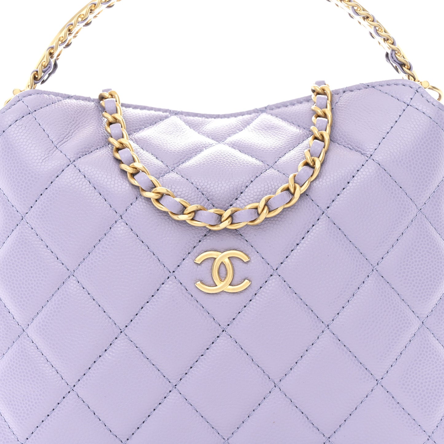 Caviar Quilted Chanel Way Clutch With Chain Light Purple