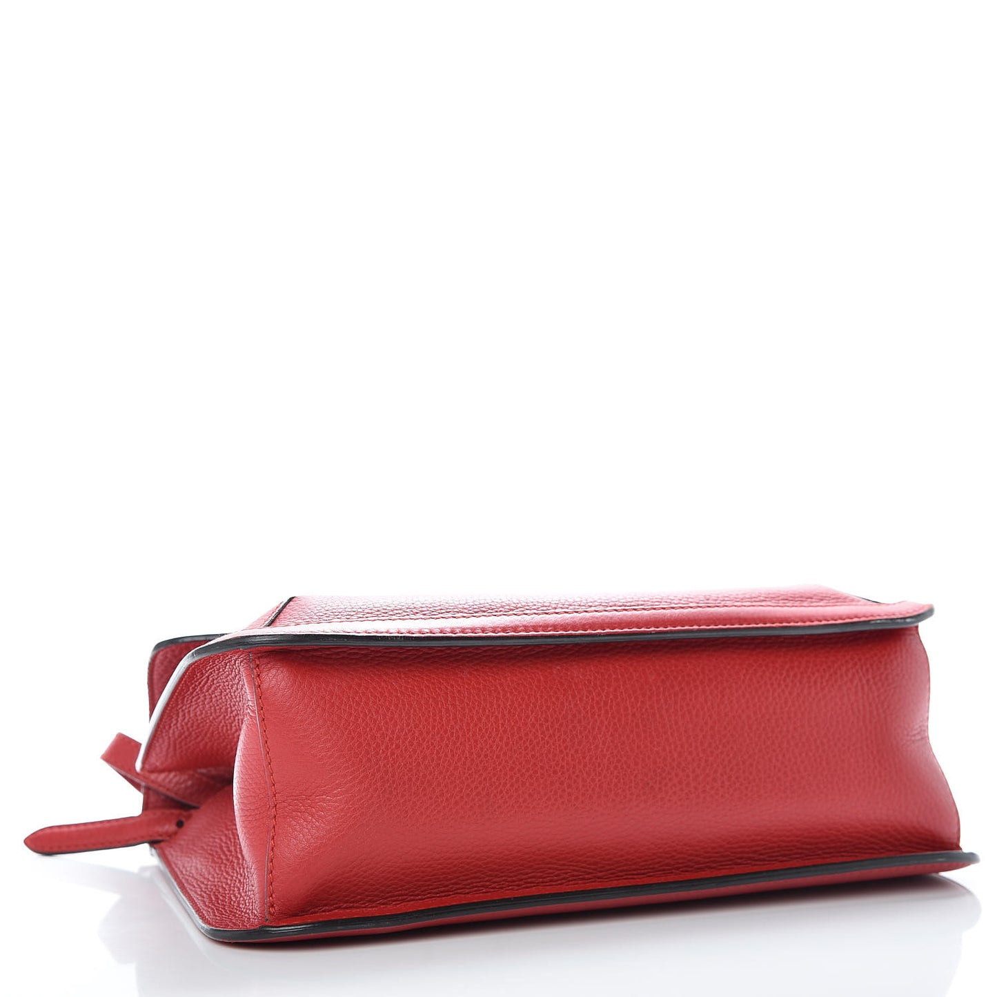 Pebbled Calfskin Medium Bamboo Daily Flap Shoulder Bag Red