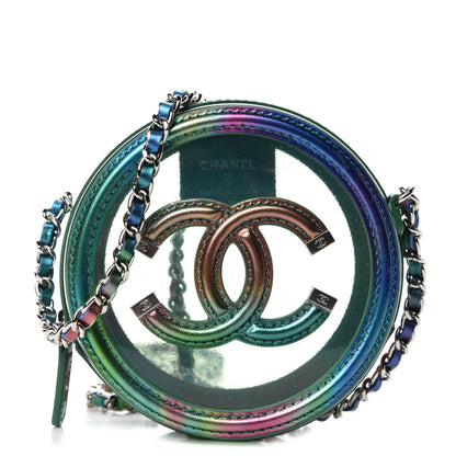 Chanel PVC Calfskin Lambskin Quilted Round Filigree Clutch With Chain Green 1 of 11