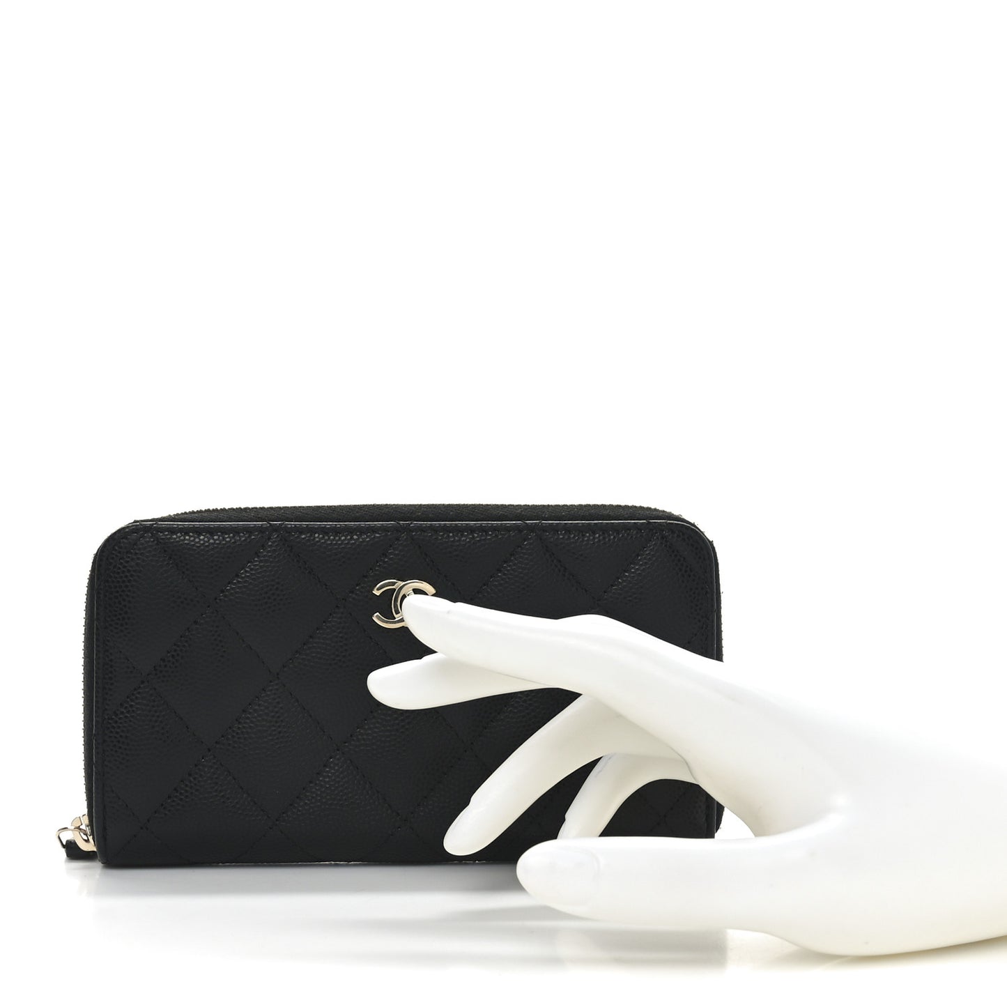 Caviar Quilted Medium Zip Around Wallet Black