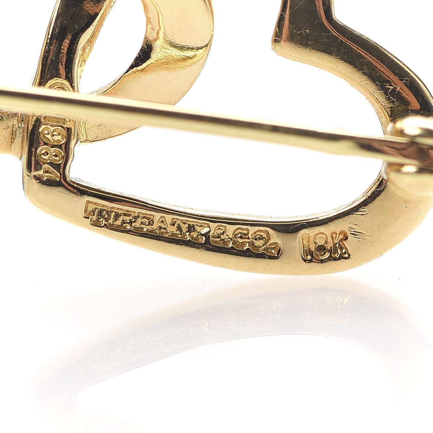 Tiffany 18K Yellow Gold Triple Heart Brooch Pin 4 of 4