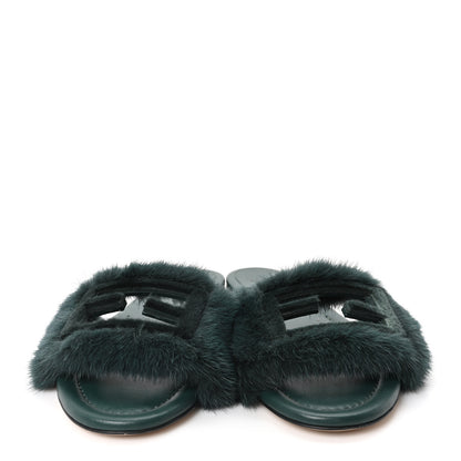 Fendi Mink FF Baguette Slide Sandals 39 Sage 3 of 9