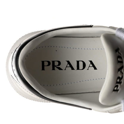 Prada Vitello Soft Rubber Logo Womens Low Top Sneakers 35.5 White Black 6 of 8