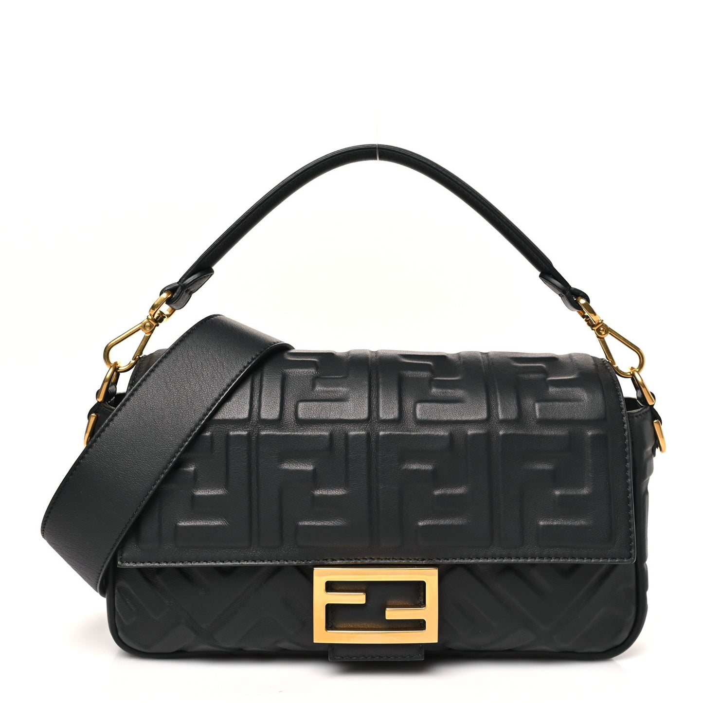 Nappa FF 1974 Embossed Baguette Black