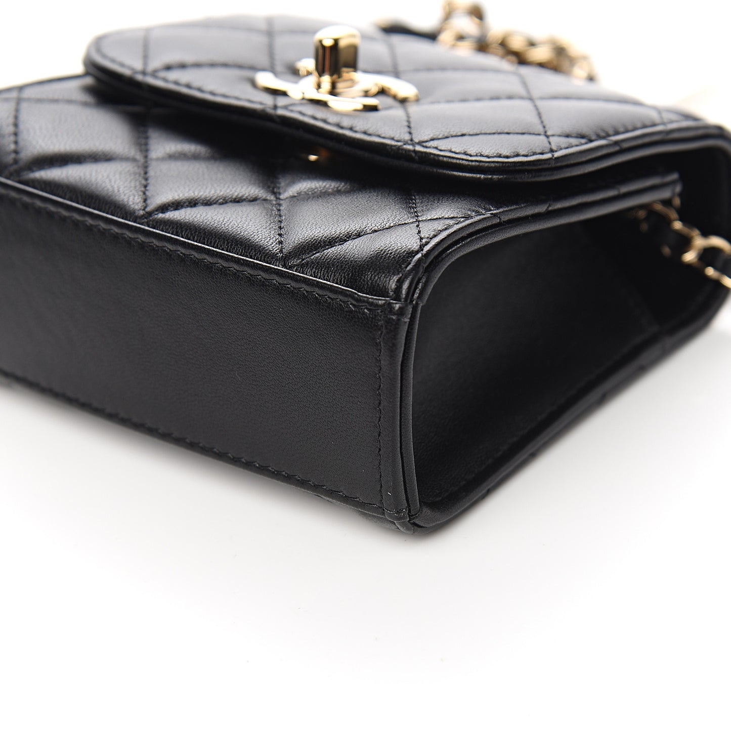 Lambskin Quilted Mini Trendy CC Chain Wallet Black
