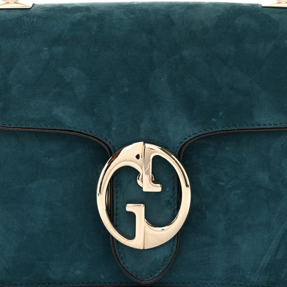 Gucci Suede Calfskin Small 1973 Shoulder Flap Bag Blue 10 of 12