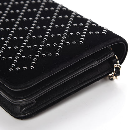 Chanel Velvet Studded Wallet On Chain WOC Black 14 of 16
