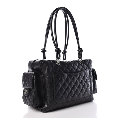 Chanel Calfskin Quilted Large Cambon Multipocket Reporter Black White 3 of 9