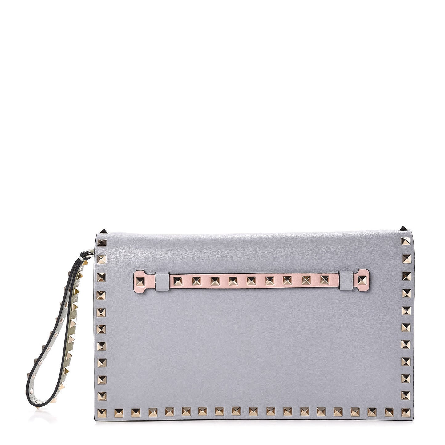 Nappa Watercolor Rockstud Wristlet Clutch Rose Green Yellow Sky