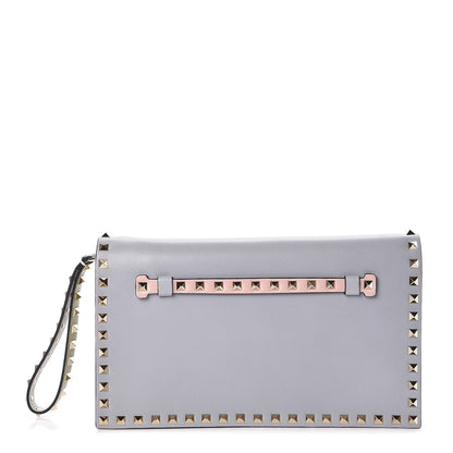 Valentino Garavani Nappa Watercolor Rockstud Wristlet Clutch Rose Green Yellow Sky 1 of 8