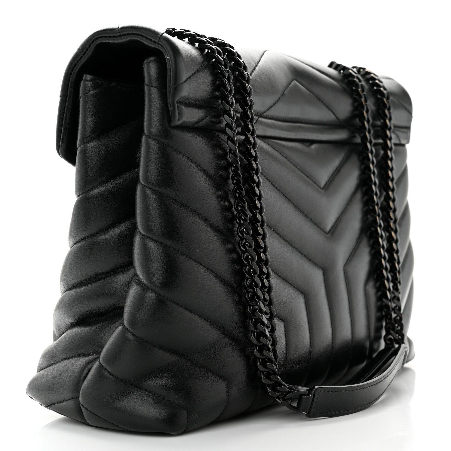 Saint Laurent Calfskin Y Quilted Monogram Monochrome Medium Loulou Chain Satchel Black 3 of 13