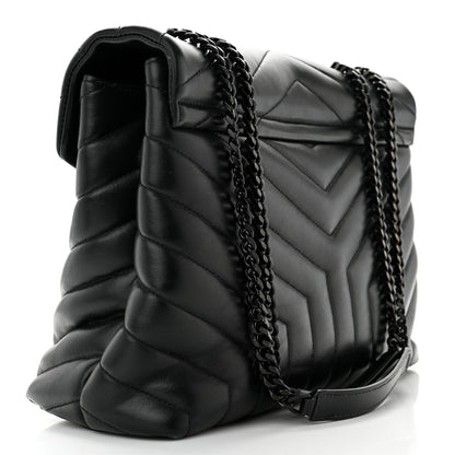 Saint Laurent Calfskin Y Quilted Monogram Monochrome Medium Loulou Chain Satchel Black 3 of 13