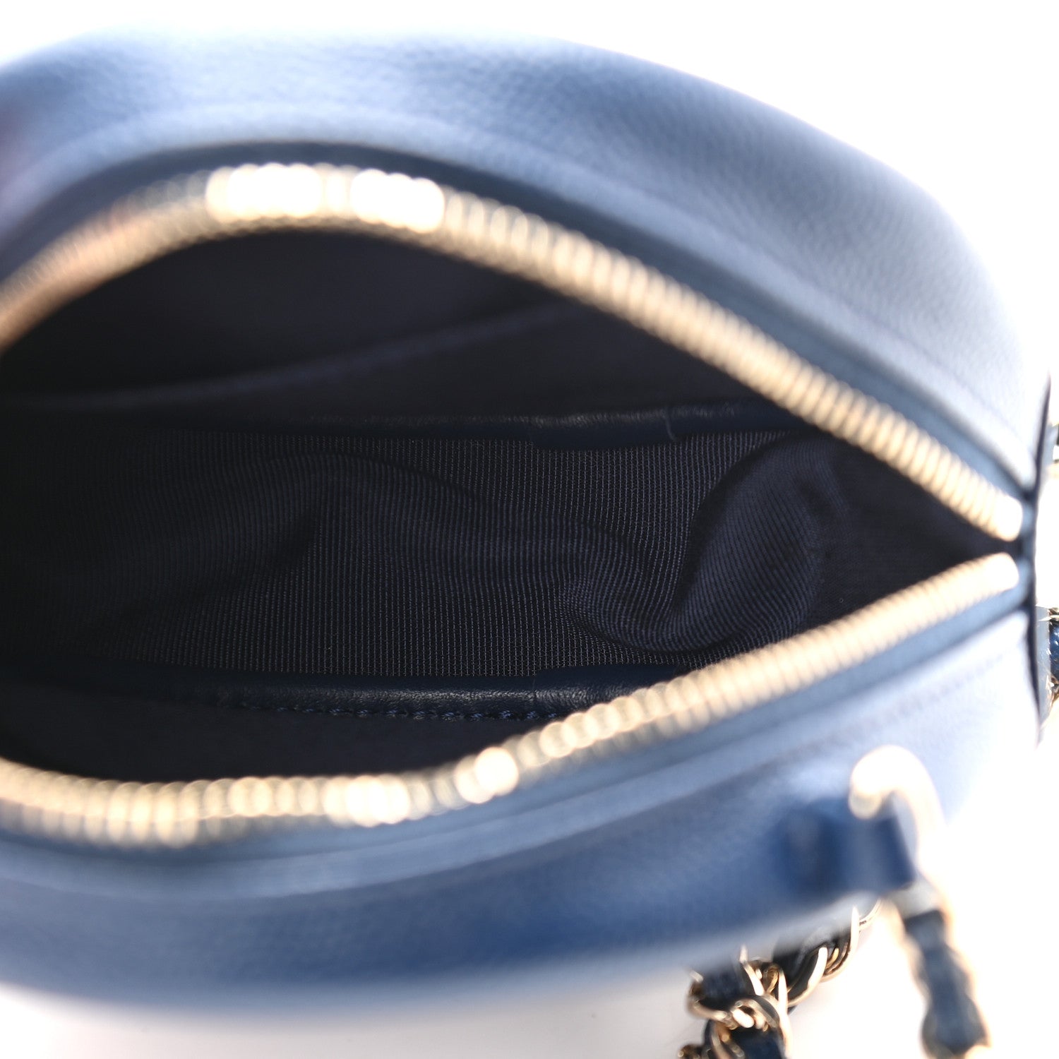 Chanel Caviar Quilted Round Clutch With Chain Navy 5 of 9