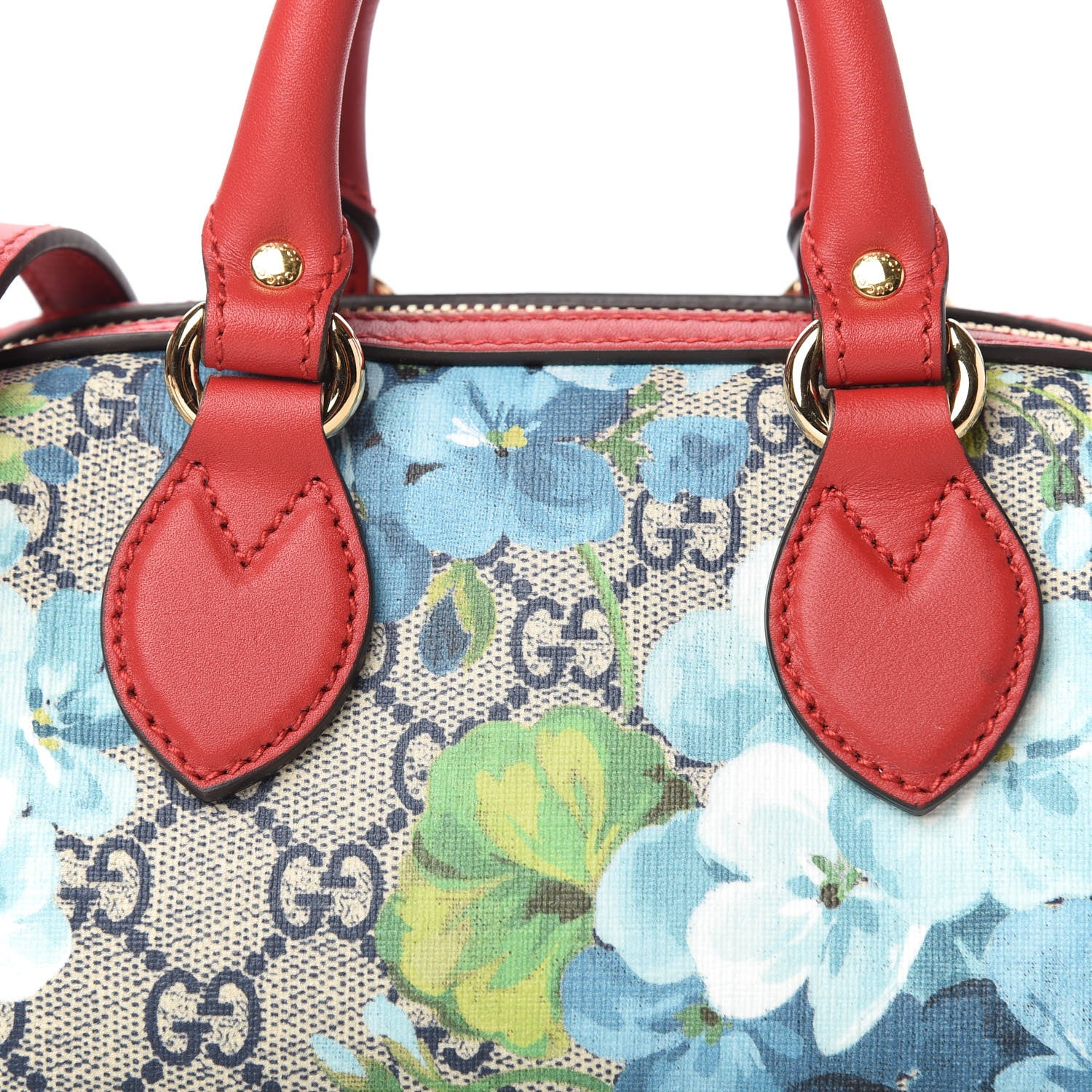 Gucci GG Supreme Monogram Blooms Mini Boston Navy Blue Hibiscus 10 of 10