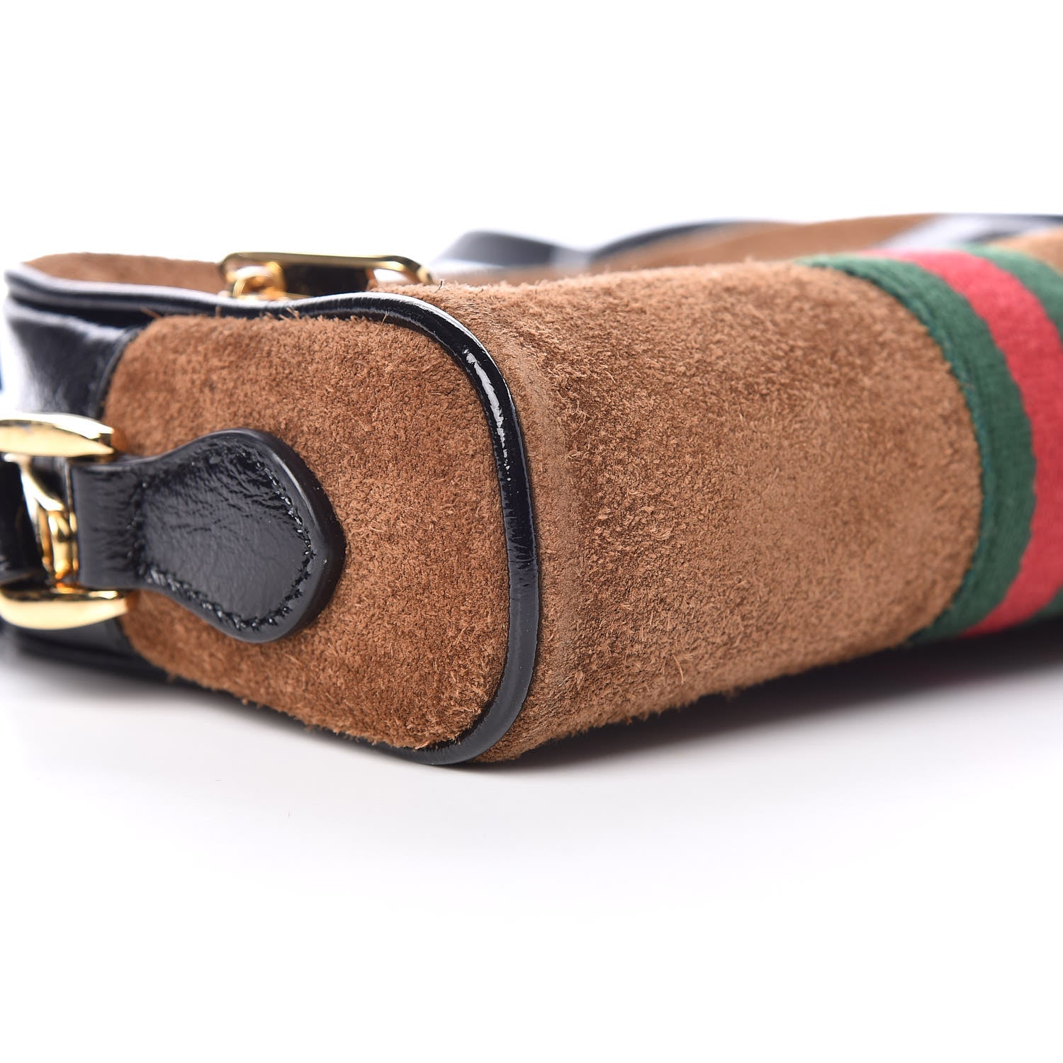 Gucci Suede Patent Web Mini Ophidia Shoulder Bag Nocciola Black 8 of 11