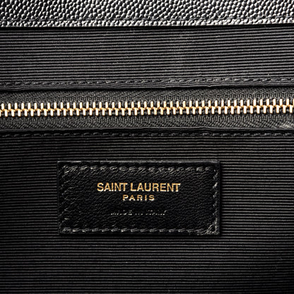 Saint Laurent Grain De Poudre Matelasse Chevron Large Monogram Satchel Black 6 of 8