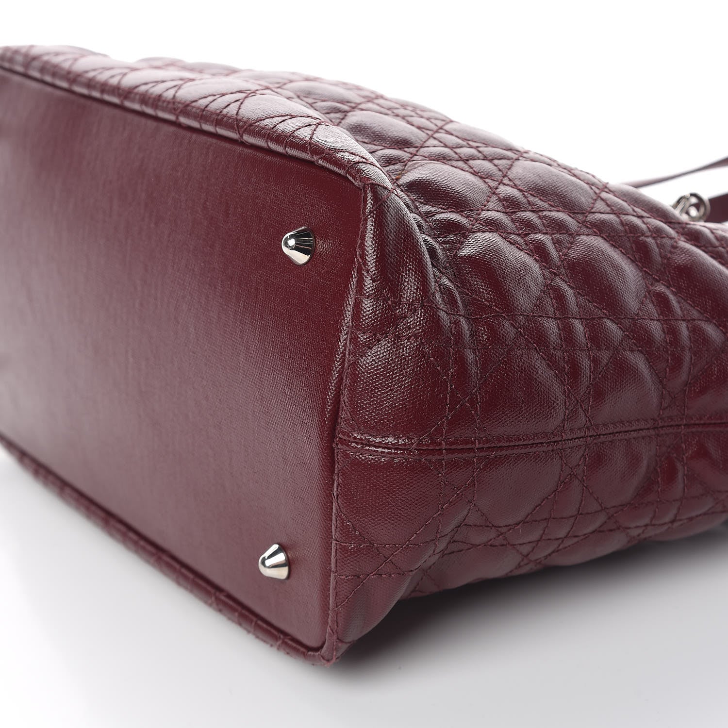 Christian Dior Coated Canvas Cannage Medium Panarea Tote Burgundy 14 of 15