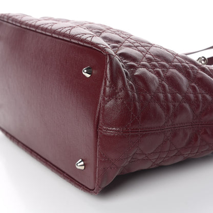 Christian Dior Coated Canvas Cannage Medium Panarea Tote Burgundy 14 of 15