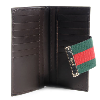 Gucci Monogram Calfskin Ladies Web Continental Wallet Beige Ebony Cocoa 5 of 7