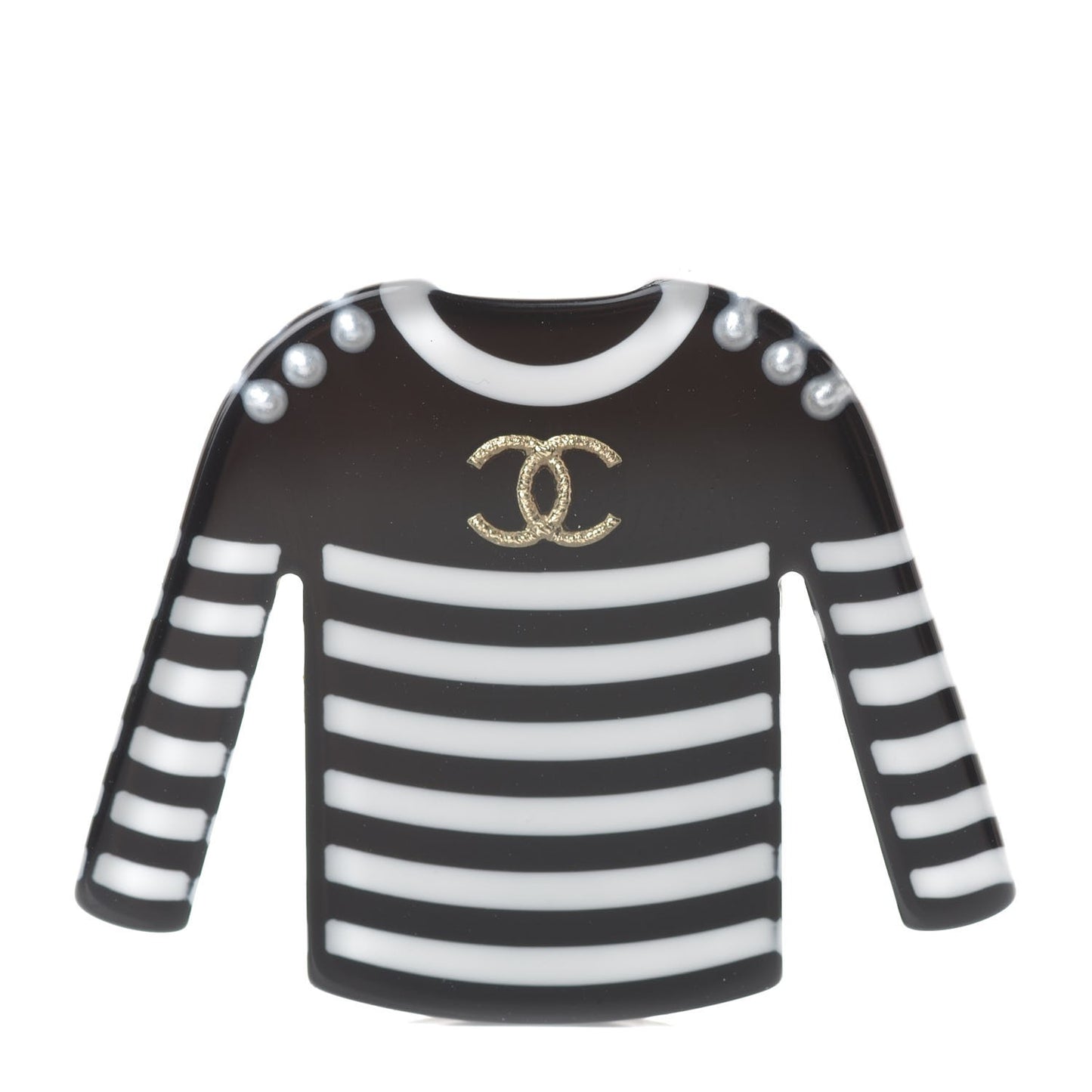 Resin Sweater CC Brooch Black White