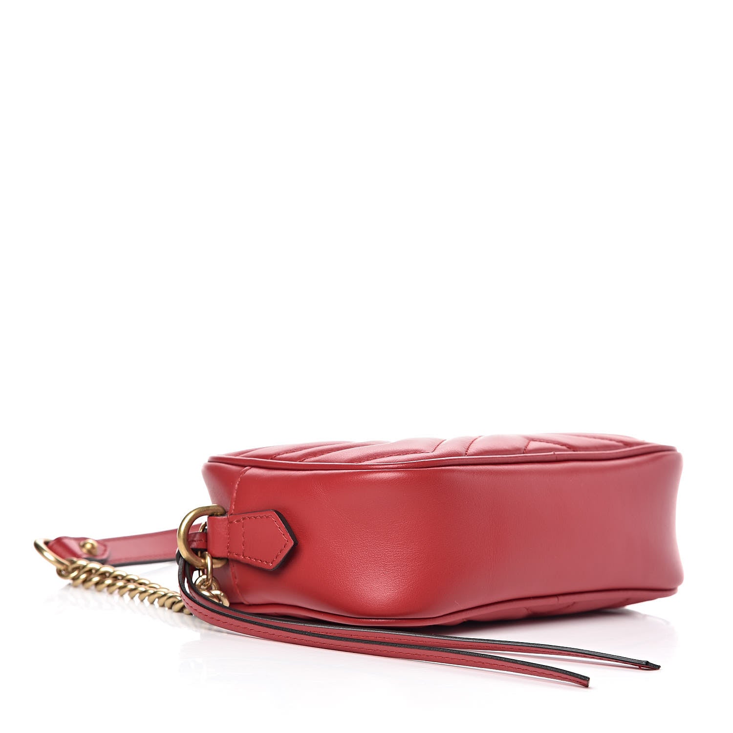 Gucci Calfskin Matelasse Mini GG Marmont Chain Shoulder Bag Hibiscus Red 4 of 8