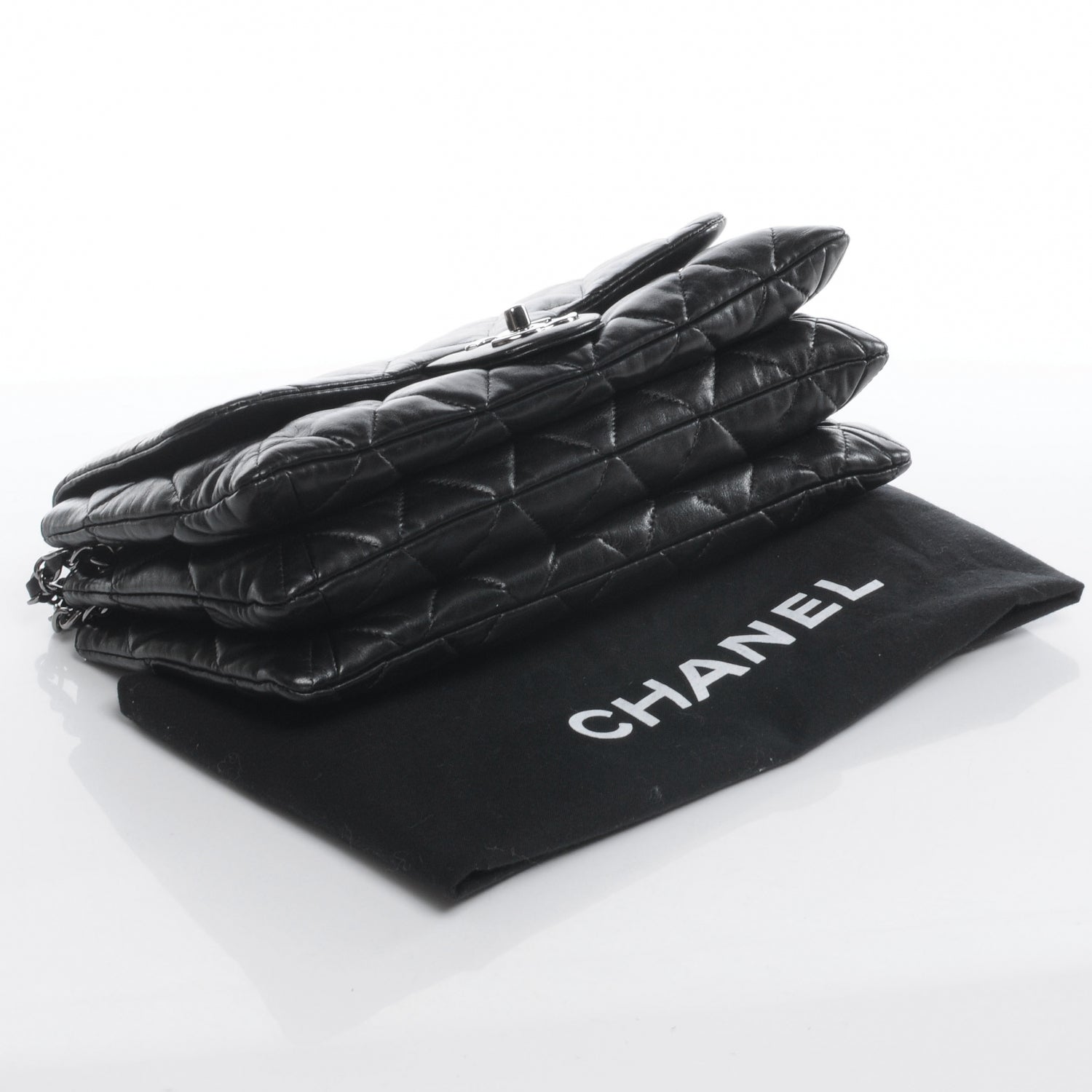 Chanel Lambskin Quilted 3 Large Accordion Flap Black 4 of 7