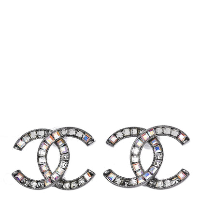 Chanel Crystal Baguette CC Earrings Ruthenium 1 of 5