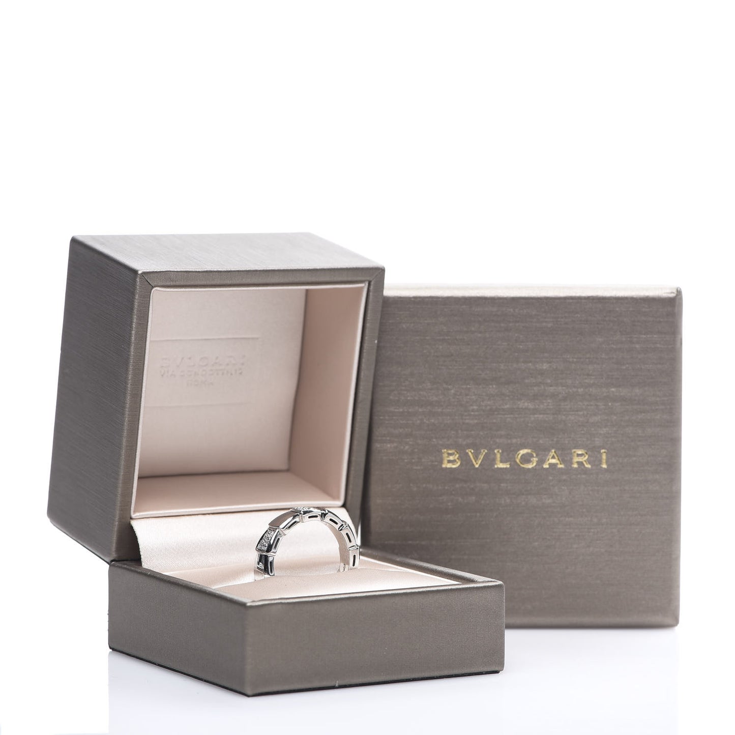 18K White Gold Diamond Serpenti Band Ring 56 7.5