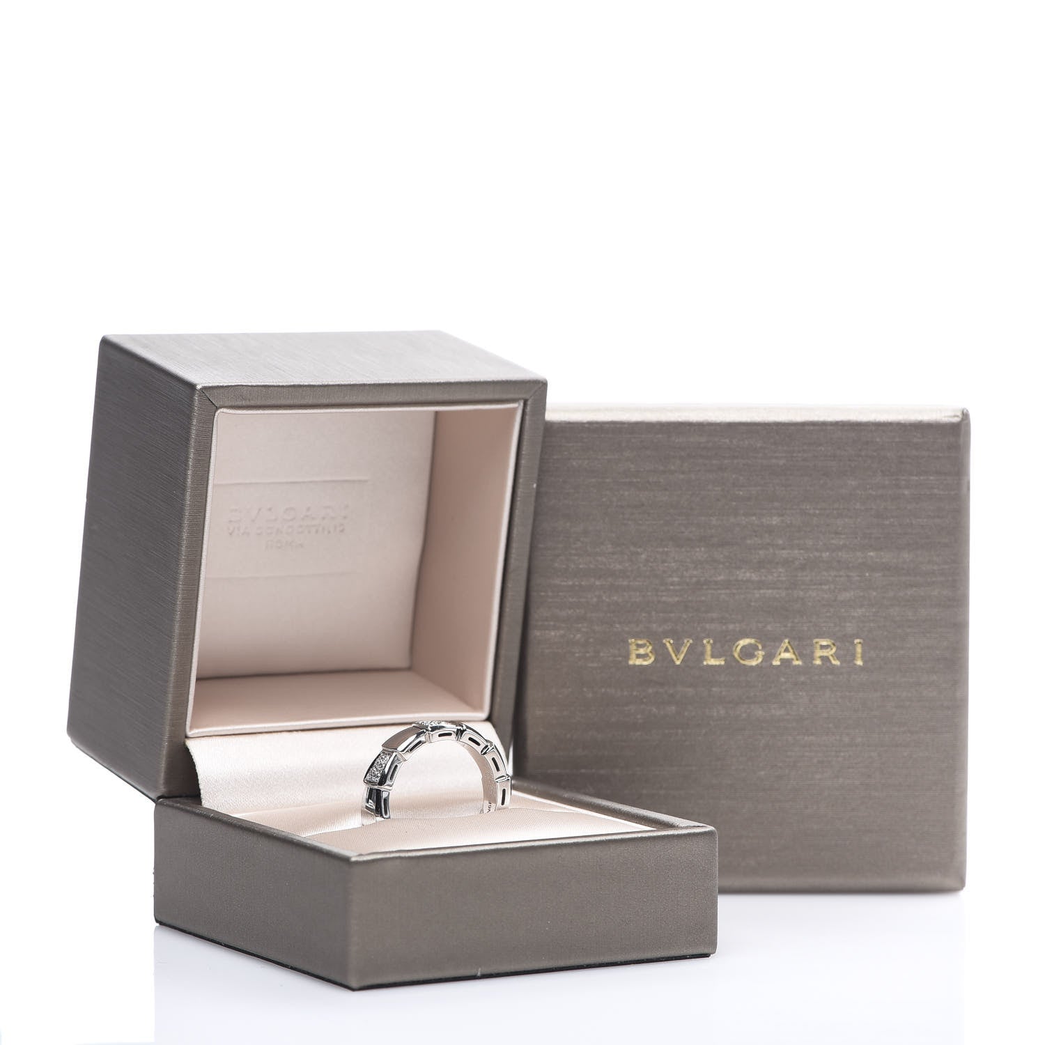 Bulgari 18K White Gold Diamond Serpenti Band Ring 56 7.5 5 of 6