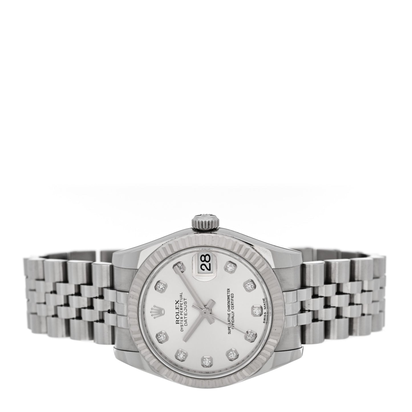 Stainless Steel 18K White Gold Diamond 31mm Oyster Perpetual Datejust Watch Silver 178274
