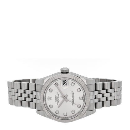 Rolex Stainless Steel 18K White Gold Diamond 31mm Oyster Perpetual Datejust Watch Silver 178274 2 of 5