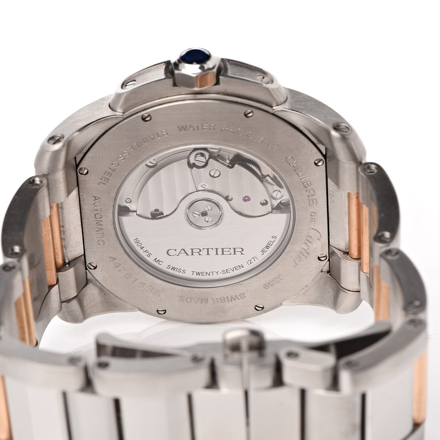 Stainless Steel 18K Pink Gold 42mm Calibre de Automatic Watch Brown