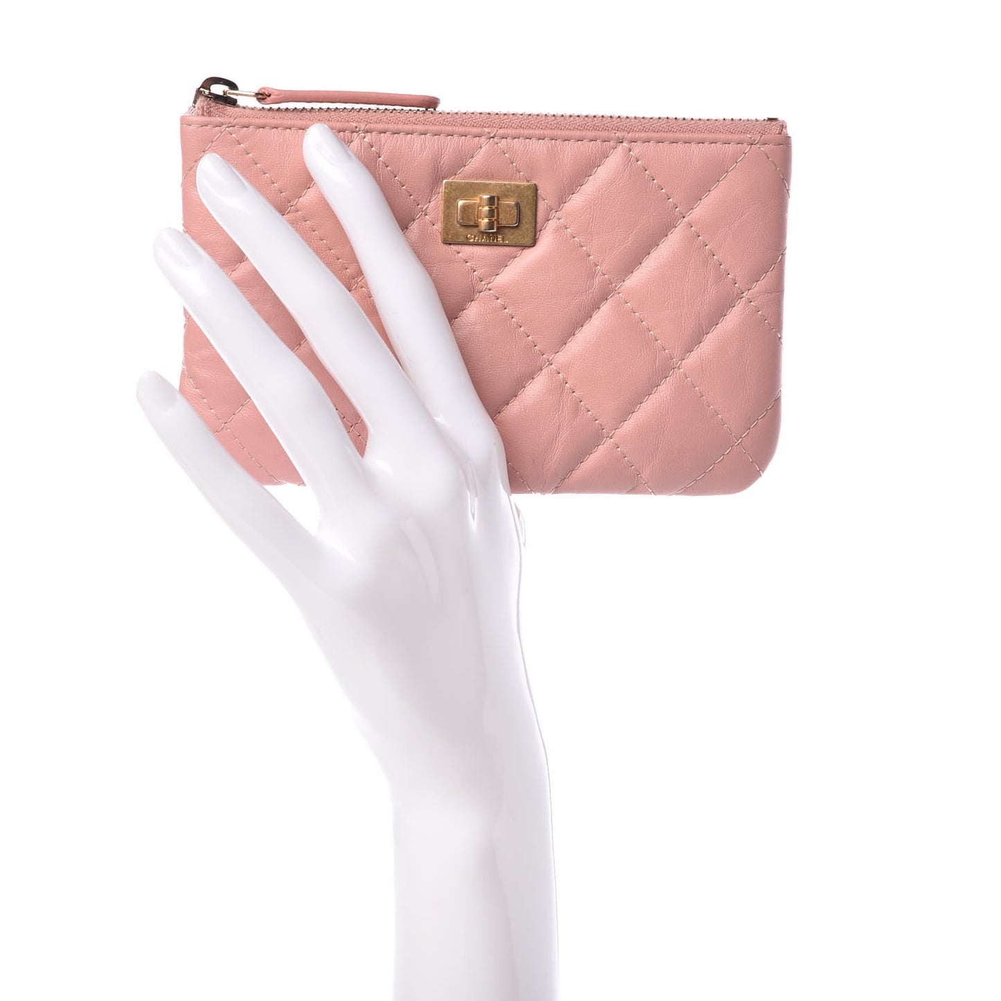 Aged Calfskin Quilted Small Reissue Cosmetic Case Light Pink