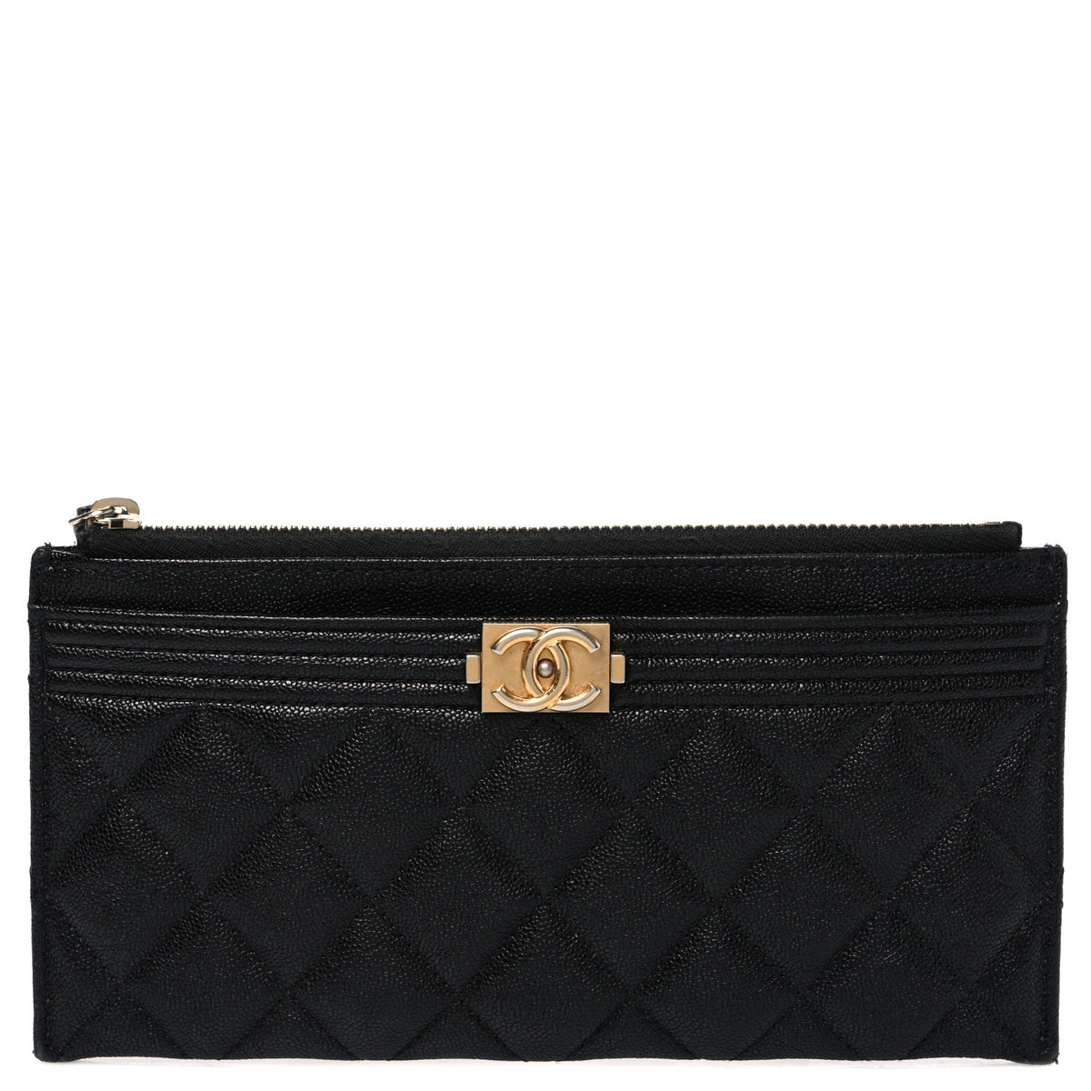 Caviar Quilted Classic Zip Boy Pouch Black