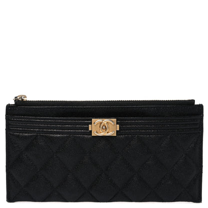 Chanel Caviar Quilted Classic Zip Boy Pouch Black 1 of 8