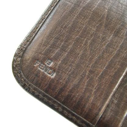 Fendi Zucchino Vitello Compact Zip Around Wallet Mogano Panna Bruciato 7 of 11