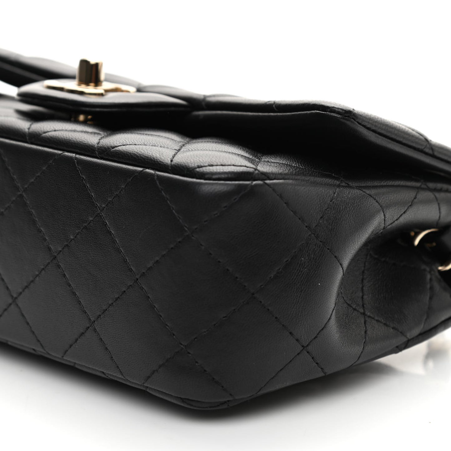 Lambskin Quilted Mini Rectangular Flap Black