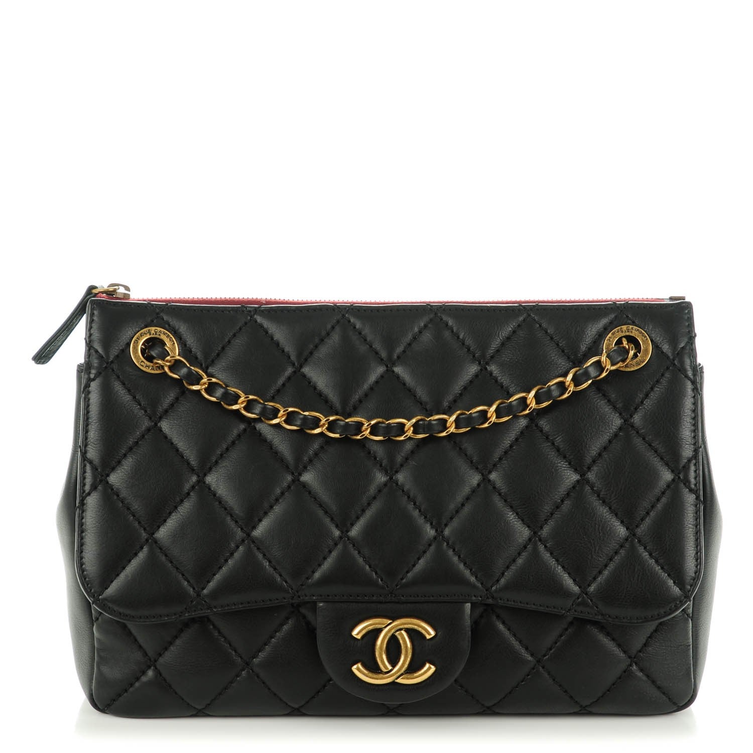 Chanel Calfskin Large Blizzard Zip Top Flap Bag Black 1 of 7