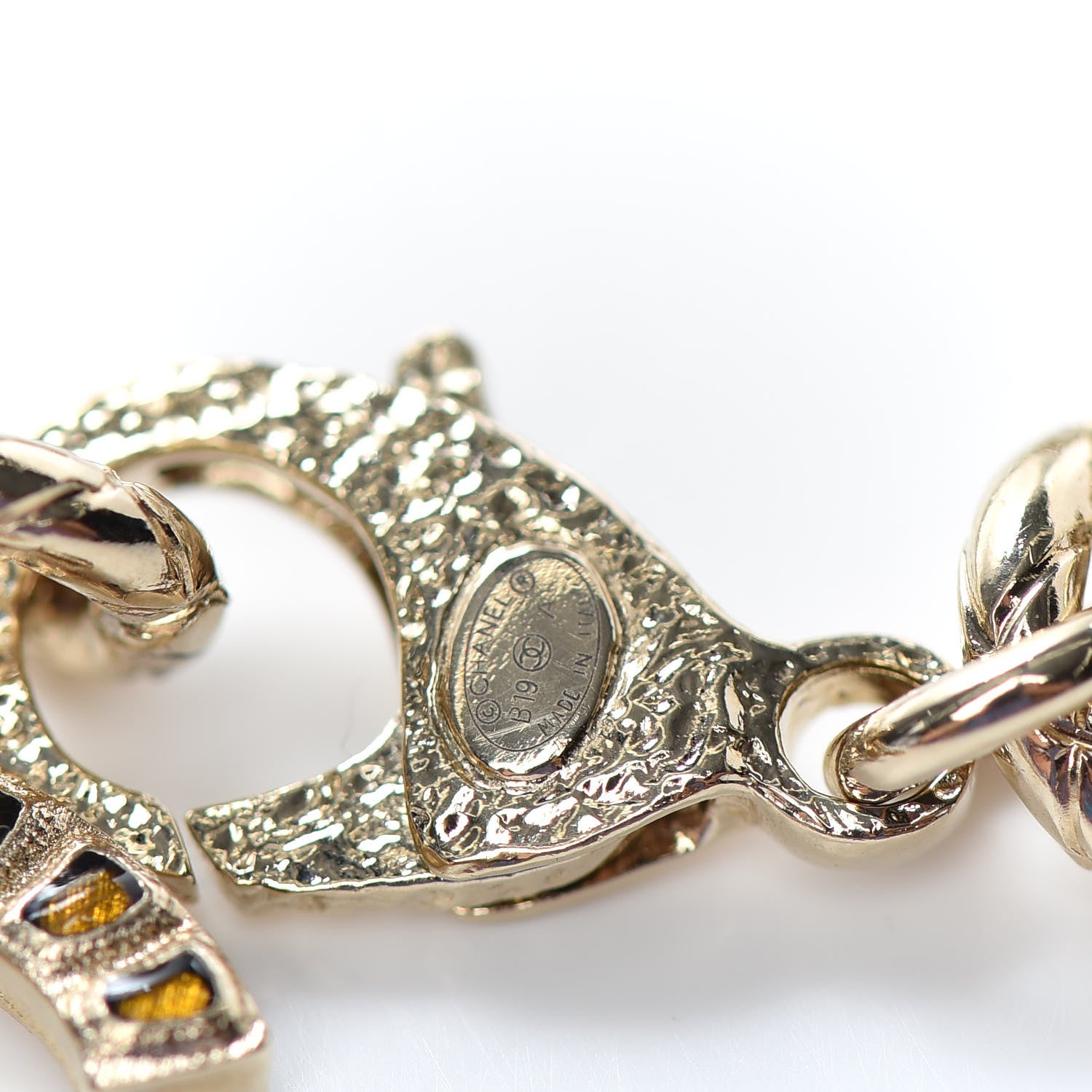 Chanel Resin Metal Along The Nile Large CC Pendant Necklace Gold Orange 5 of 5