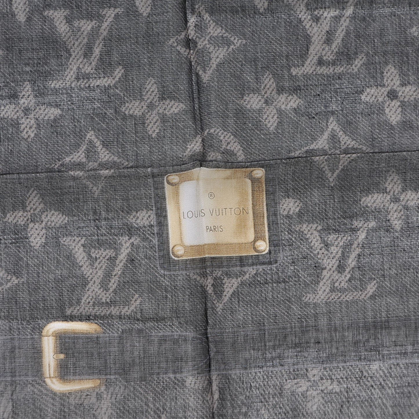 Silk Monogram New Denim Bandana Scarf Black